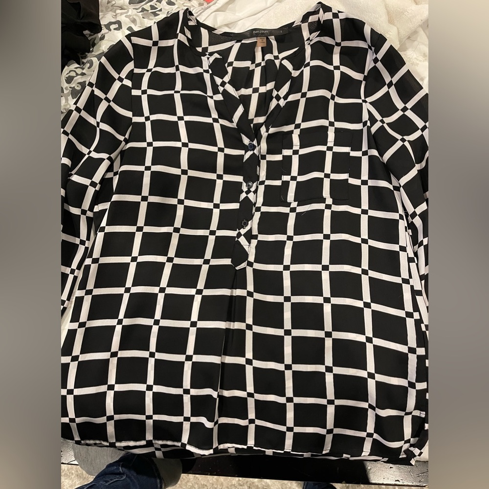 Black and white blouse